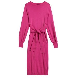 Ted Baker Essya Slouchy Tie Front Midi Knit Sweater Dress